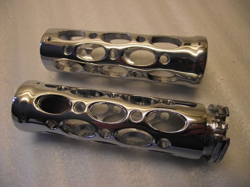 Chrome alloy skeleton grips swiss cheese grips solid alloy for 1 inch bars